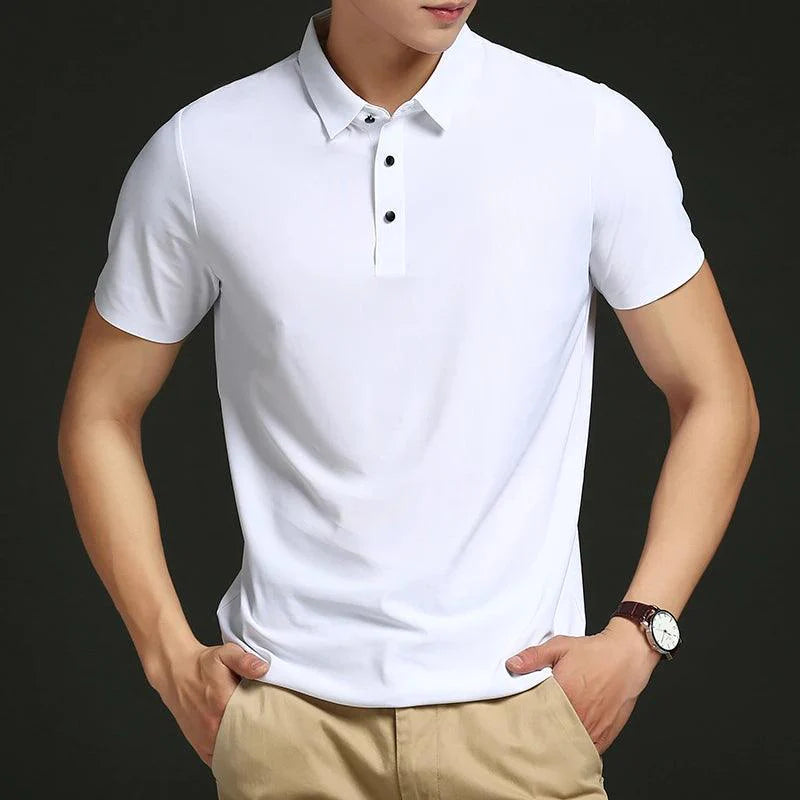 Camisa Polo Masculina em Seda Gelo Vizencci