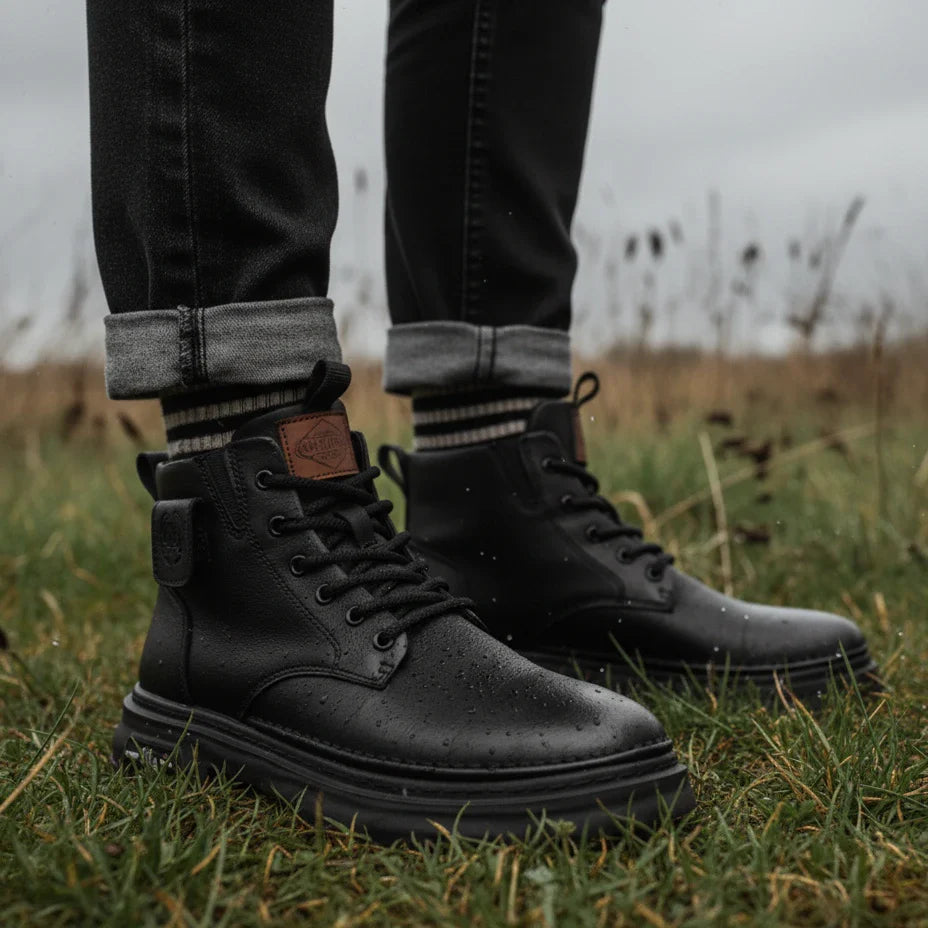 Bota Sentinel Masculina Antiderrapante de Cano Médio em Couro Legítimo e Lã Natural + 4 Cuecas, Relógio e Cinto GRÁTIS