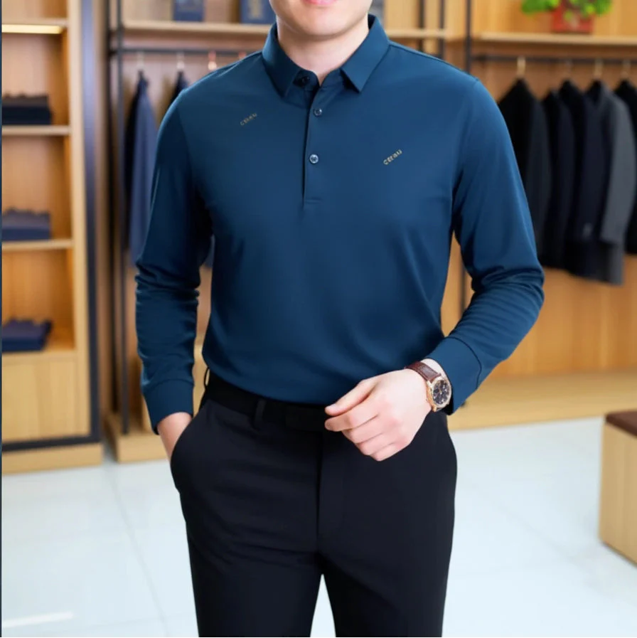 [Leve 4, Pague Só 2] Camisa Polo Masculina Ravelli Manga Longa em Poliéster com Forro Térmico Flanelado + BRINDES: 4 Cuecas, Relógio e Cinto