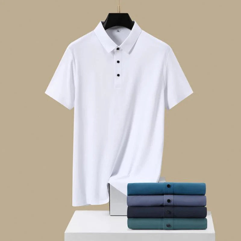 Camisa Polo Masculina em Seda Gelo Vizencci