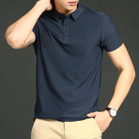 Camisa Polo Masculina em Seda Gelo Vizencci